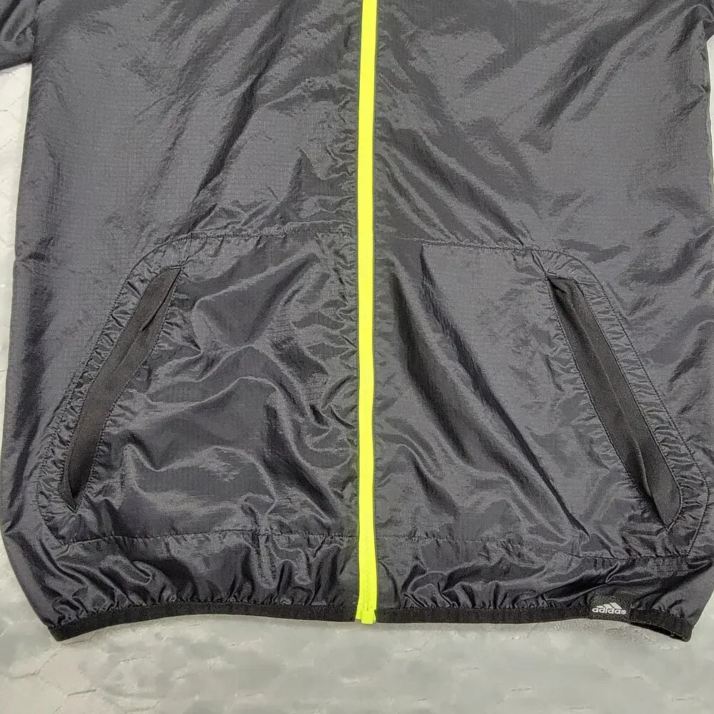 Adidas Reversible Windbreaker Jacket Black Zebra Print Neon Green Zip Mens M L